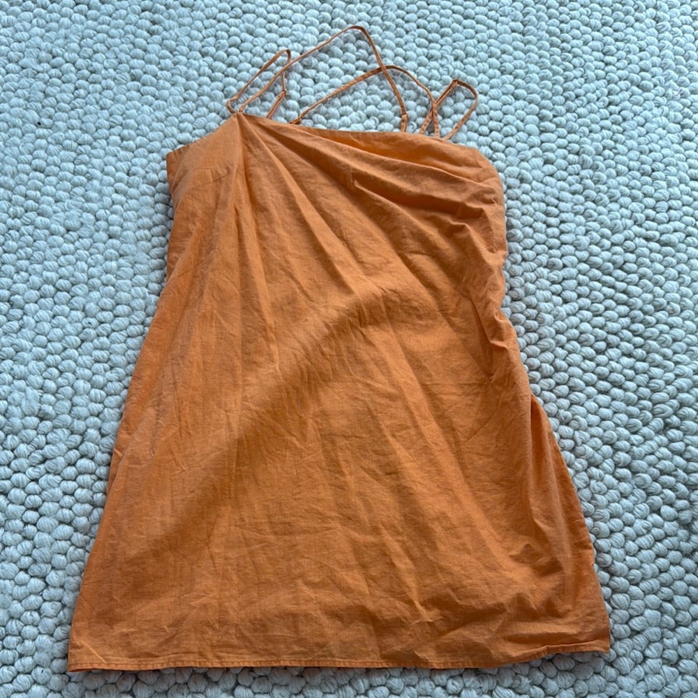H&M Orange Ruched Sundress